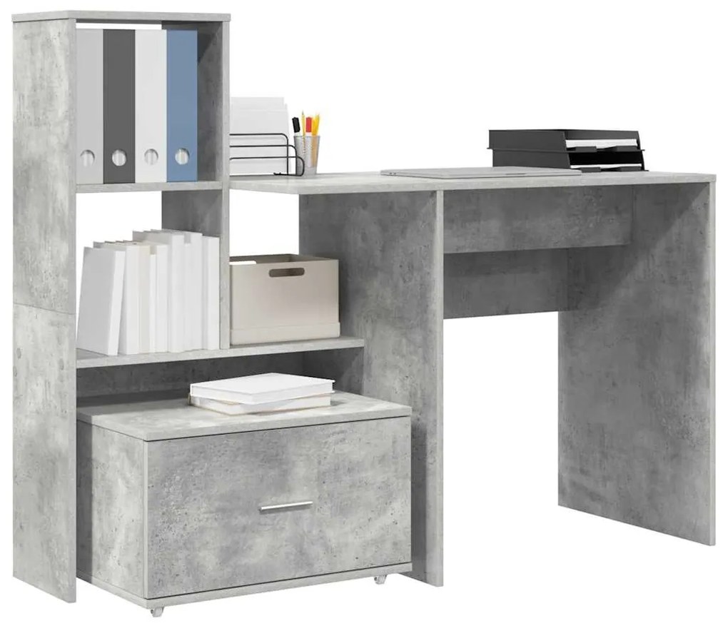 Mesa Cinzento cimento 131.5 x 50 x 106.5 cm Madeira processada