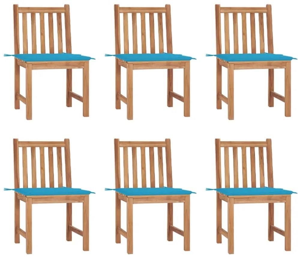 vidaXL Cadeiras de jardim 6 pcs c/ almofadões madeira de teca maciça