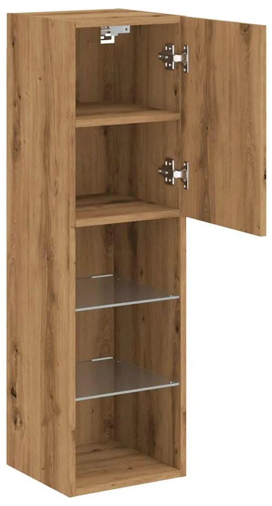 Móveis de TV c/ luzes LED 2pcs 30,5x30x102cm carvalho artisiano