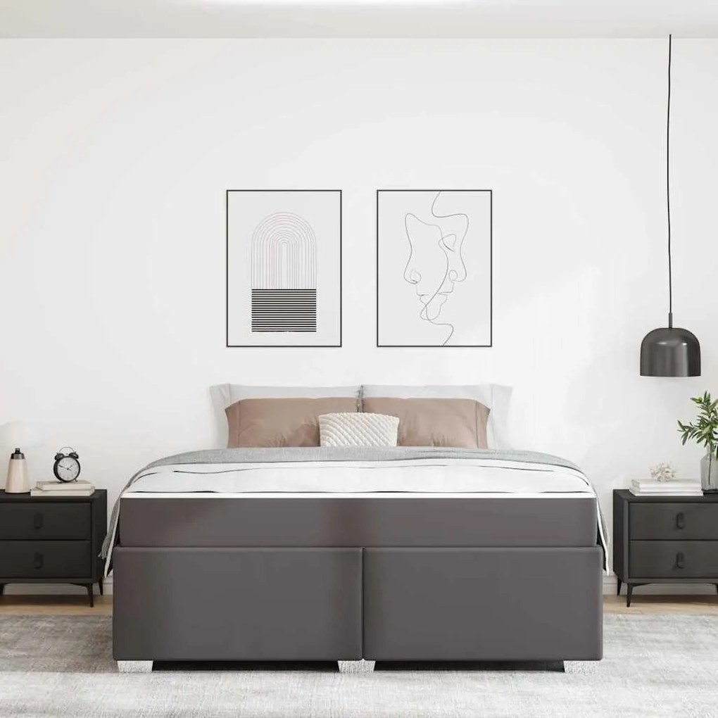 Estrutura da Cama Outros Cinzeto 180 x 200 cm Couro sintético