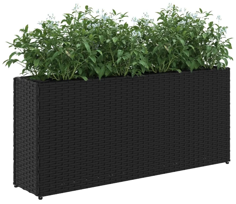 Floreira com 2 vasos 90x20x40 cm vime PE preto