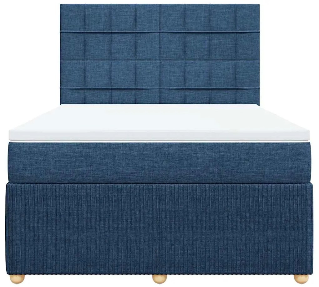 Cama com molas/colchão 140x190 cm tecido azul