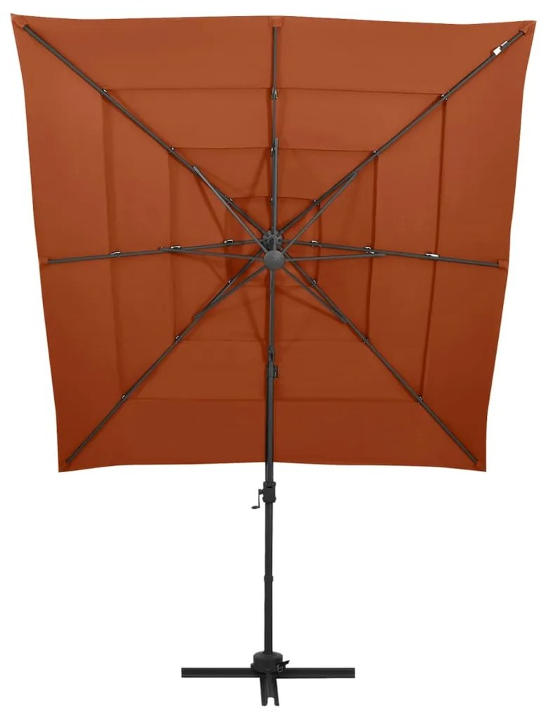 Guarda-sol de jardim 4 camadas c/ poste de alumínio terracotta