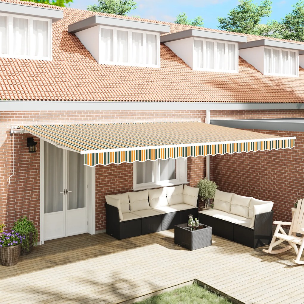 Toldo Retrátil Automático vidaXL Verde e Amarelo 500x300 cm