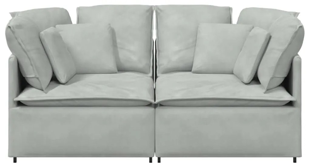Sofá modular com almofadas veludo cinzento-claro