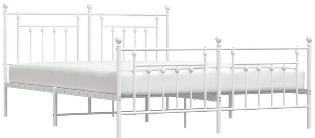 Estrutura de cama com cabeceira e pés 180x200 cm metal branco