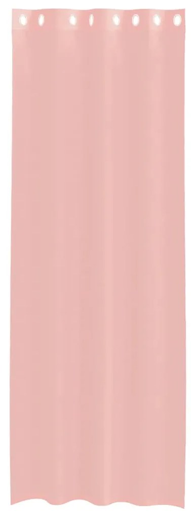 Cortinas de voile com ilhós 2 pcs rosa 140x260 cm