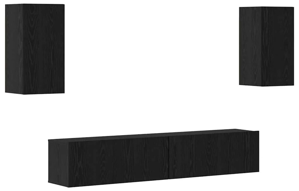 Conjunto de Armários para TV 4 pcs Carvalho Preto