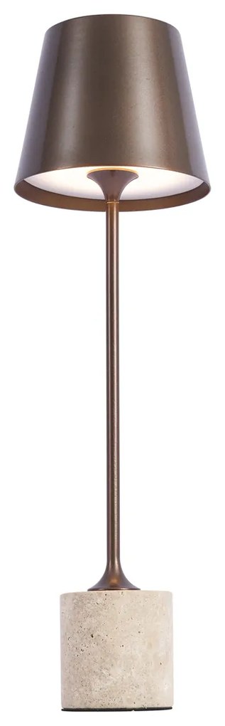 Candeeiro de mesa moderno bronze escuro 37cm incl. LED regulável IP54 recarregável - Topi Moderno