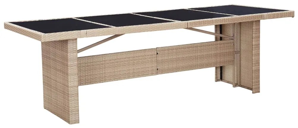 9 pcs conjunto jantar exterior com almofadões vime PE bege