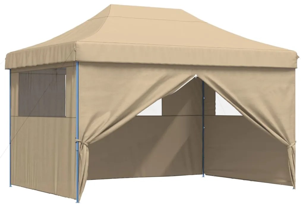 Tenda para festas pop-up dobrável com 4 paredes laterais bege