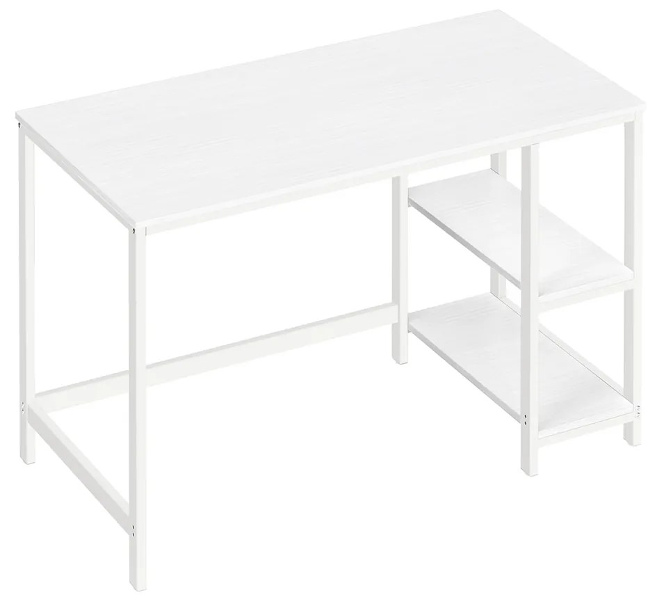 Mesa de computador VASAGLE, escrivaninha com 2 prateleiras à esquerda ou à direita, mesa de trabalho para sala de estar de escritório, estrutura de aço, moderna, branco bordo LWD047W44