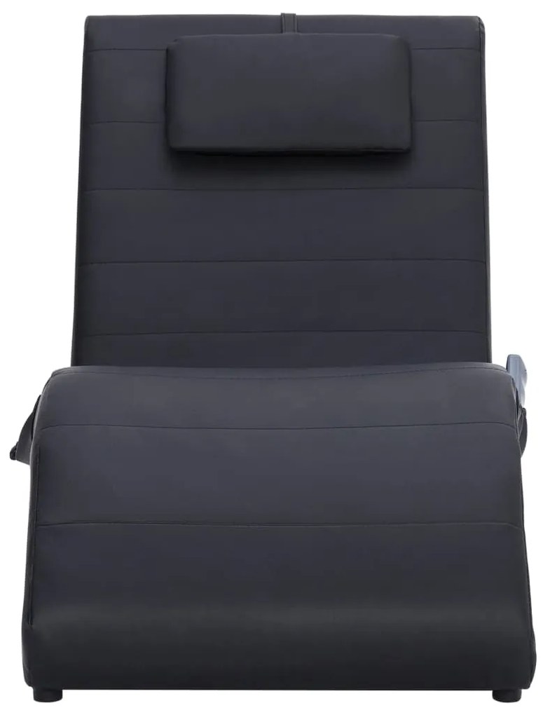 Chaise longue de massagem c/ almofada couro artificial preto