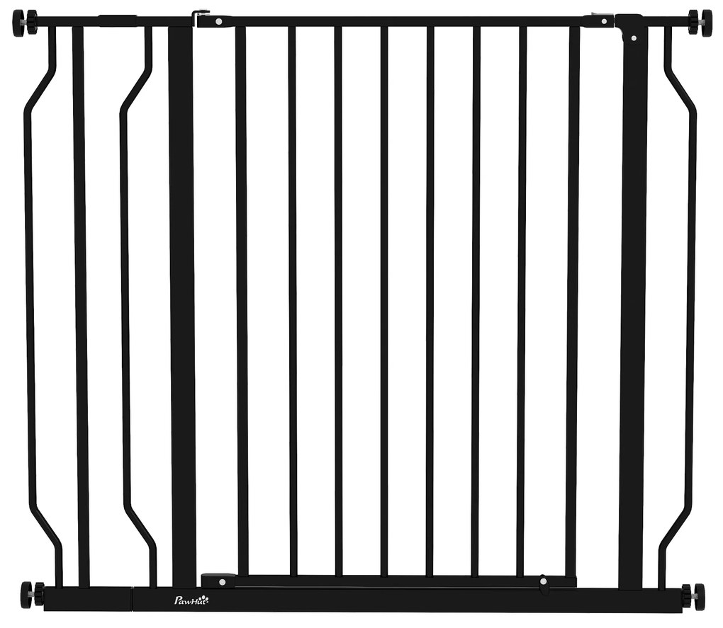 Barreira de Segurança para Cães Extensível para Escadas e Portas 75-95 cm com 1 Extensão e 10 cm Altura 76 cm Preto