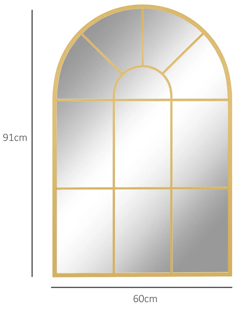 Espelho Decorativo de Parede 60x91 cm Espelho em Forma de Arco de Metal Estilo Moderno Dourado