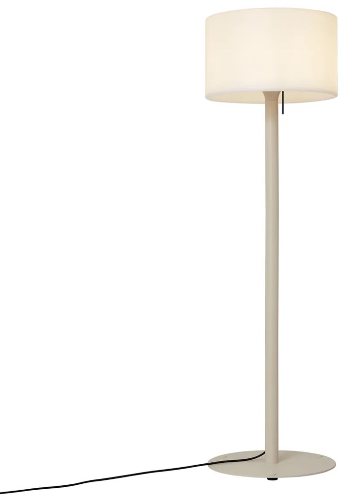 Candeeiro de Chão Exterior Escandinavo Bege com Abajur Branco IP44 - Mississippi Moderno