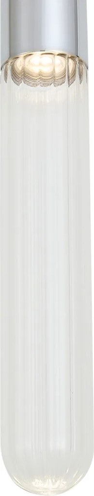Candeeiro Pendente Art Deco Cromado com Vidro Canelado IP44 - Walcott