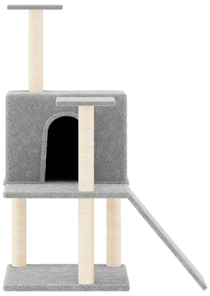 Árvore p/ gatos c/ postes arranhadores sisal 109 cm cinza-claro