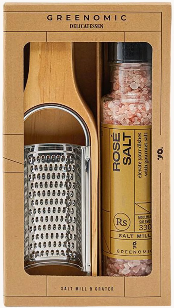 Conjunto de presente de sal rosa e ralador Greenomic, conjunto de 2