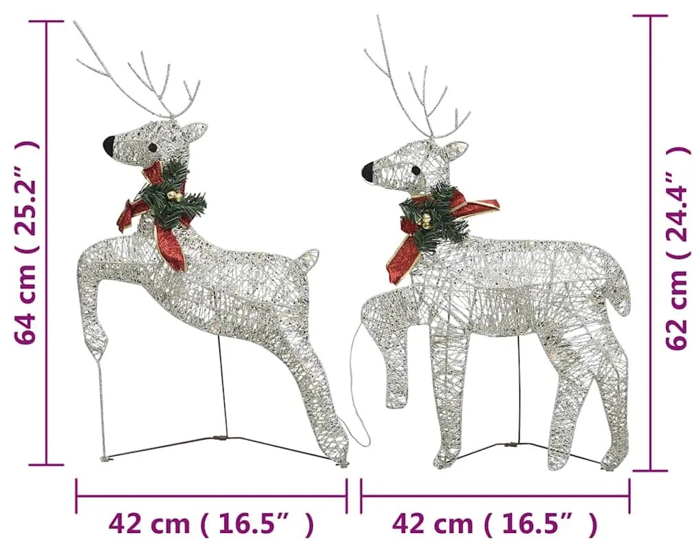 Renas de Natal 2 pcs 40 LEDs dourado