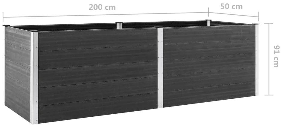 Canteiro elevado de jardim 200x50x91 cm WPC cinzento
