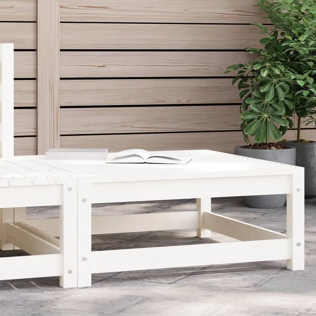 vidaXL Apoio de pés p/ jardim 70x70x30 cm pinho maciço branco