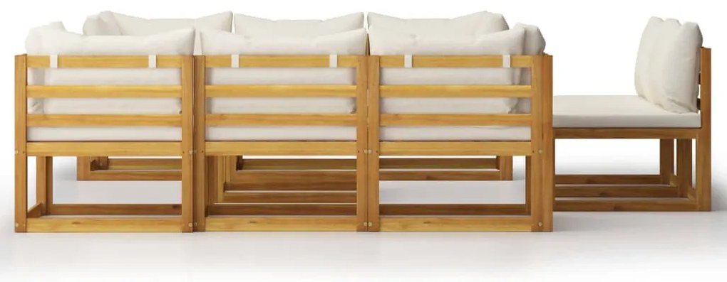 9 pcs conjunto lounge jardim c/ almofadões acácia maciça creme