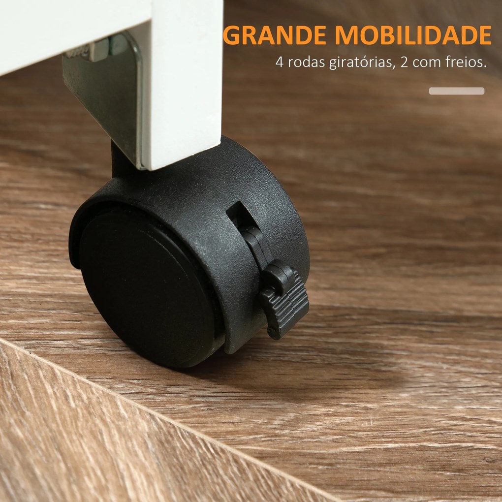 HOMCOM Carrinho de Cozinha com Rodas Carrinho de Serviço Multiuso com 3 Gavetas 2 Prateleiras Abertas e Bandeja para Sala de Jantar Sala de Estar 67x37x85,5cm Branco