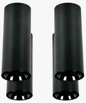 Pack De 4 Apliques De Teto Led De Superfície Ø7,2 Cm Em Alumínio Com Acionamento E Desligamento Progressivo Luisiana Preto & Branco 3000k & 8 W & 38º