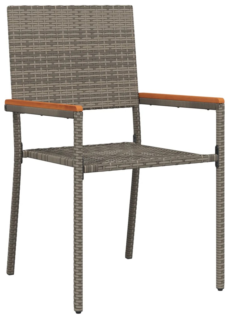 Conjunto de Jantar de Jardim vidaXL 9 Peças Cinza Rattan Poly