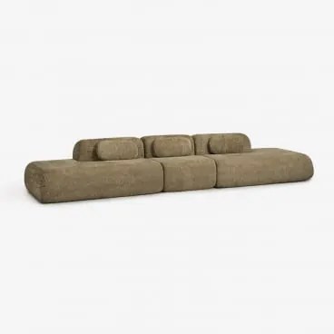 Sofá Modular De 3 Peças Com Duplo Divã Em Chenille Embalado A Vácuo Merida Chenille Grossa Verde Sálvia - Sklum