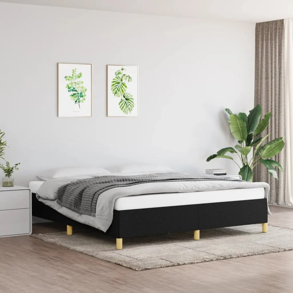 Estrutura de cama sem colchão 160x200 cm tecido preto