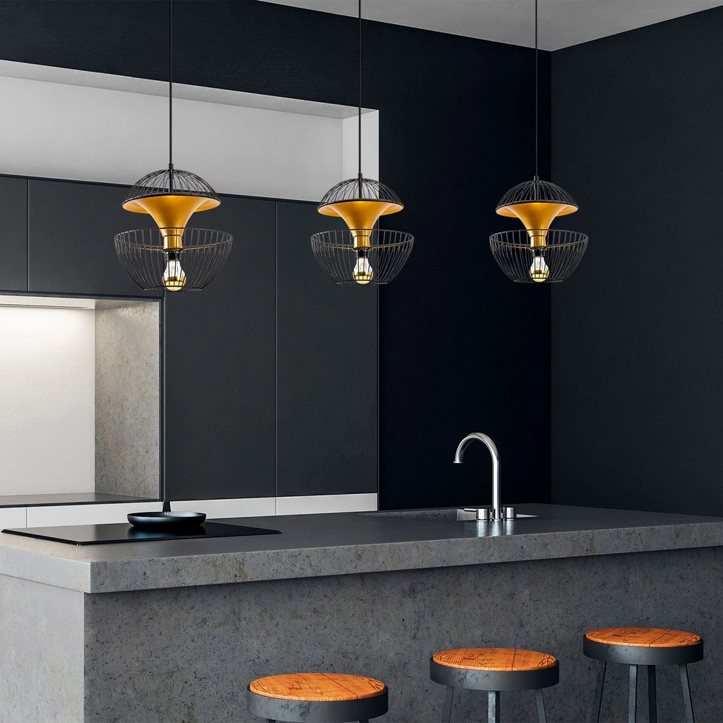 Candeeiro Telmander – Preto/Dourado – 30 x 30 x 45-135 cm