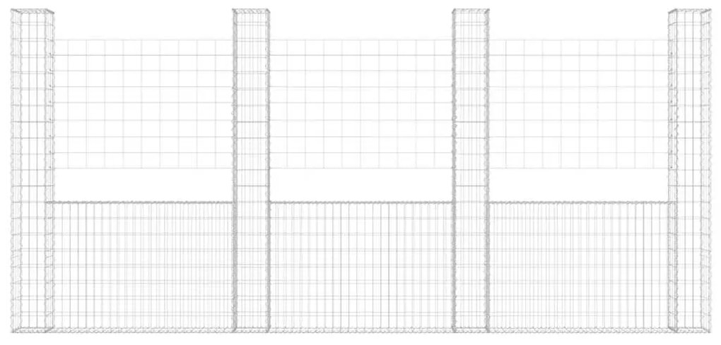 Cesto gabião em forma de U c/ 4 postes 380x20x200 cm ferro