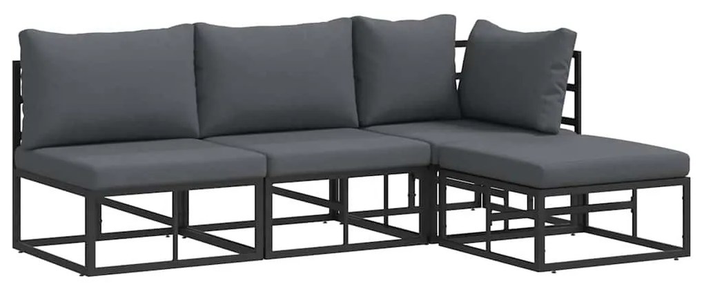 Conjunto de Sofá de Jardim 4 pcs Preto 211,5 x 141,5 x 71 cm