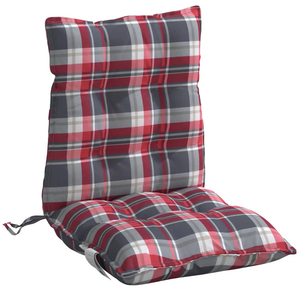 Almofadões cadeira encosto baixo 4 pcs oxford xadrez vermelho