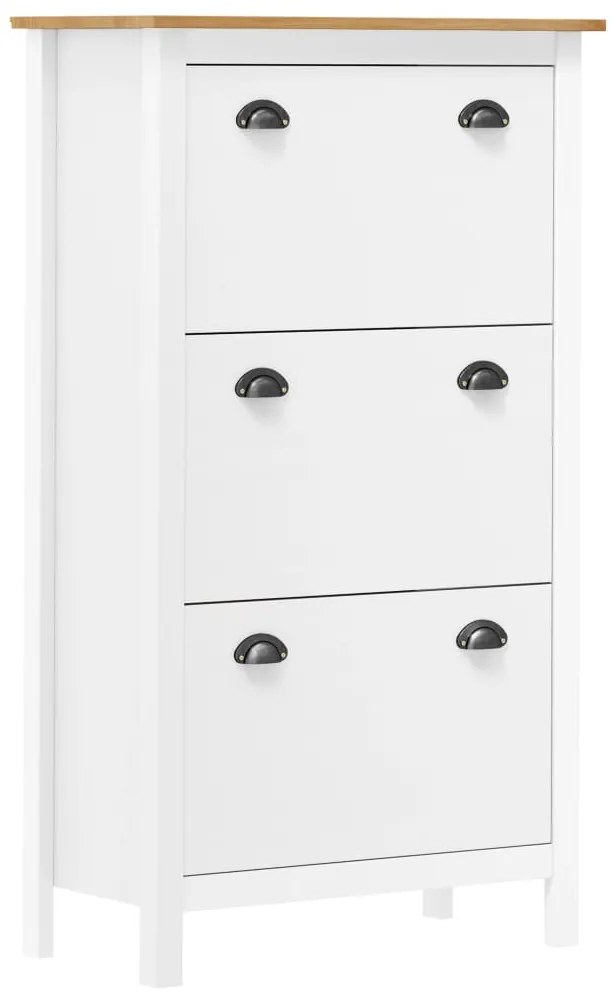 vidaXL Sapateira Hill 72x35x124cm madeira de pinho maciça branco
