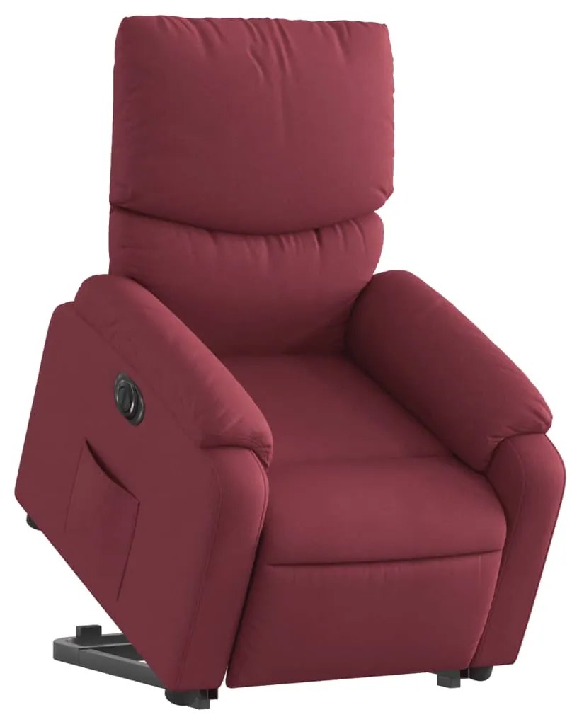 Poltrona reclinável elevatória elétrica tecido vermelho-tinto
