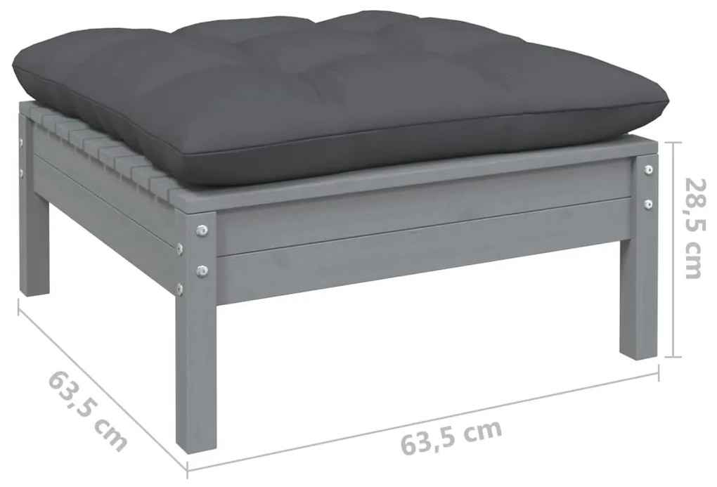 5 pcs conjunto lounge de jardim c/ almofadões pinho cinza