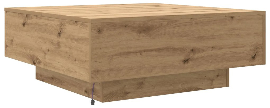 Mesa de Centro vidaXL com Luzes de LED Carvalho Artesanal 80x80x31 cm