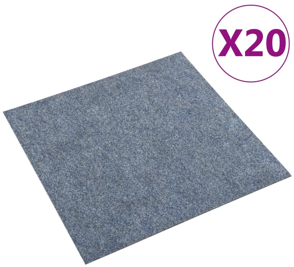 322418 vidaXL Ladrilhos de carpete para pisos 20 pcs 5 m² azul