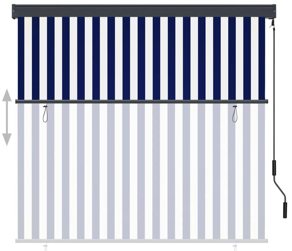 Estore de rolo para exterior 160x250 cm azul e branco