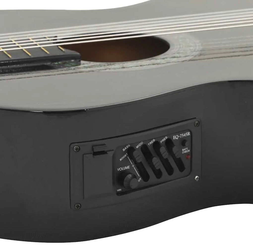 12 pcs conjunto de guitarra com equalizador e 6 cordas preto