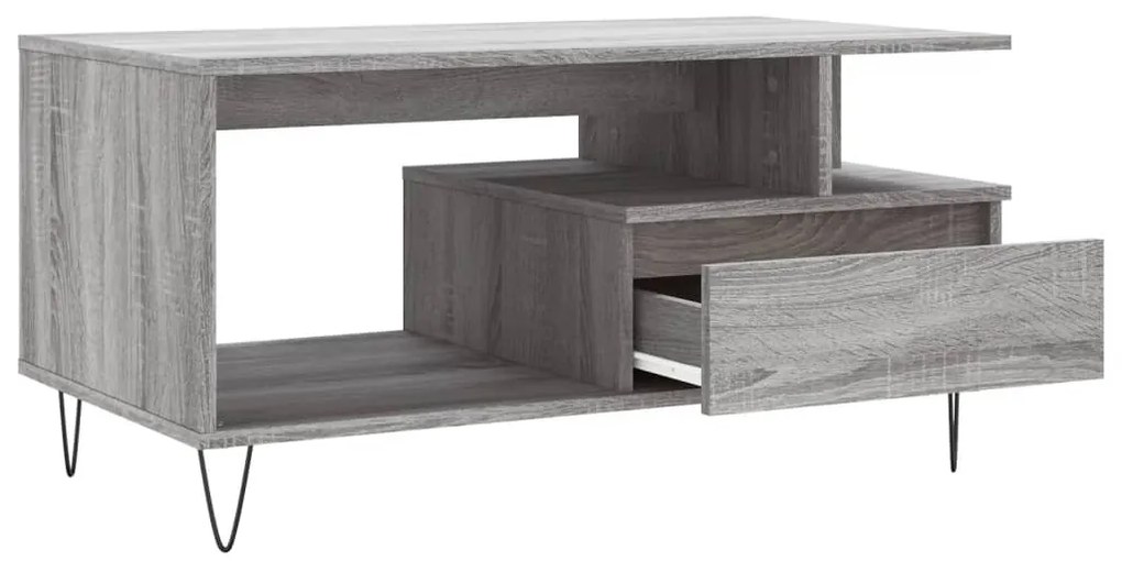 Mesa de centro 90x49x45 cm derivados de madeira cinzento sonoma