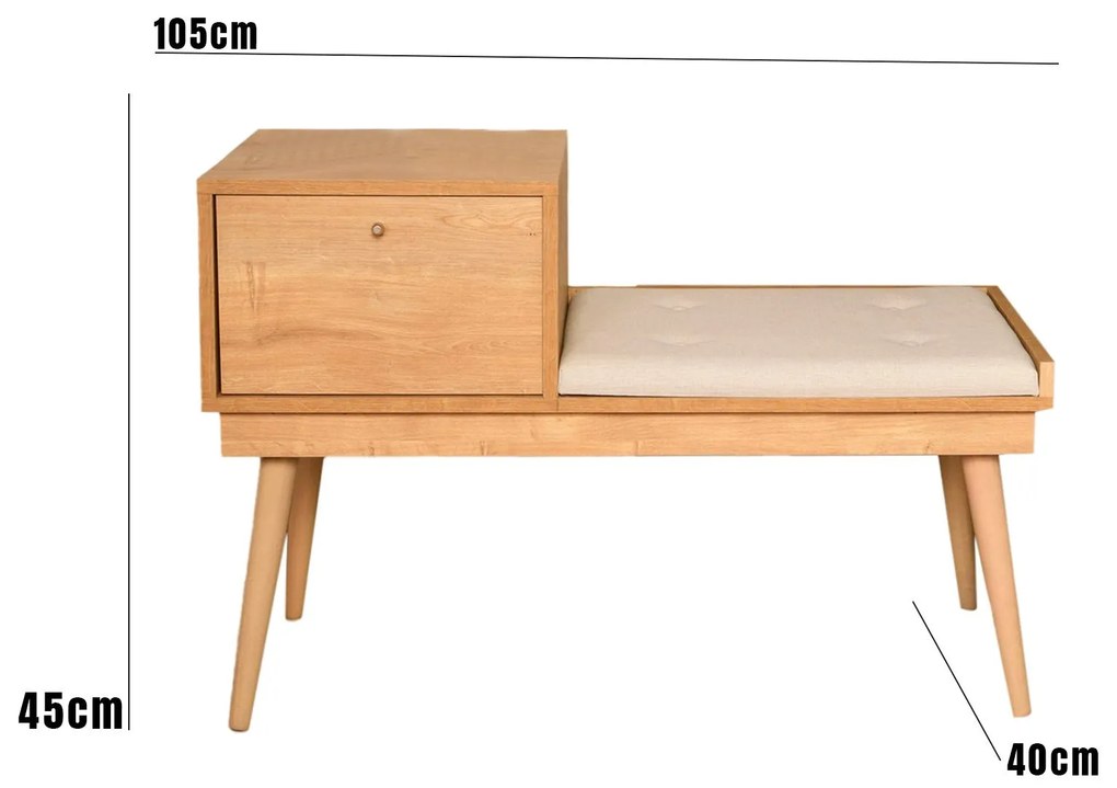 Bench Urban – Oak/Cream – 105 cm x 40 cm x 45 cm
