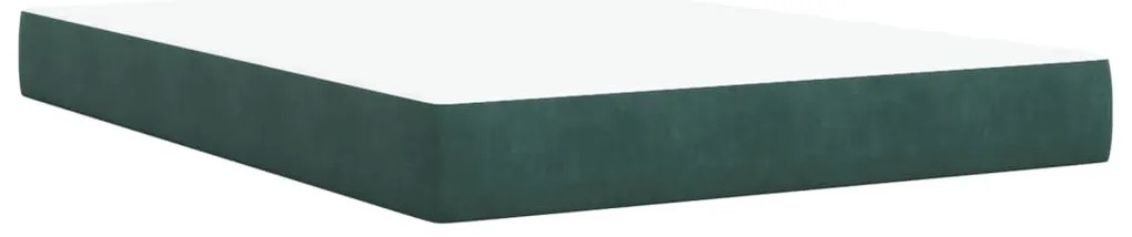 Cama com molas/colchão 140x200 cm veludo verde-escuro