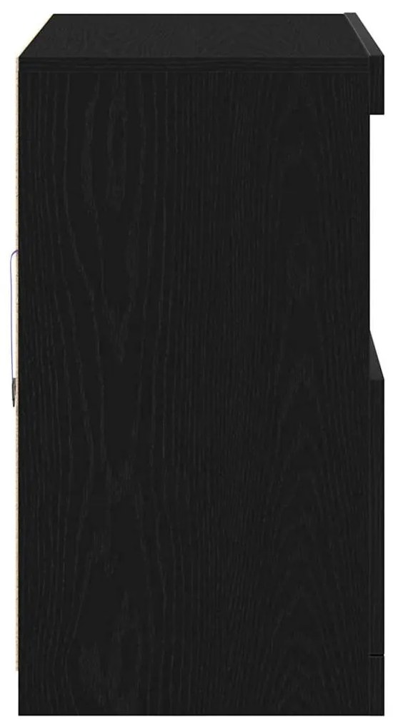 Aparador com Luzes LED Carvalho Preto 81x37x67 cm