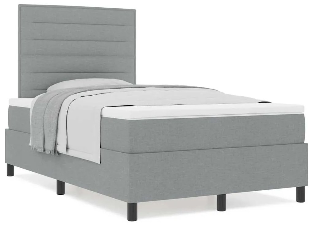 Cama Box Spring com Colchão Cinza Claro Cama de Tecido