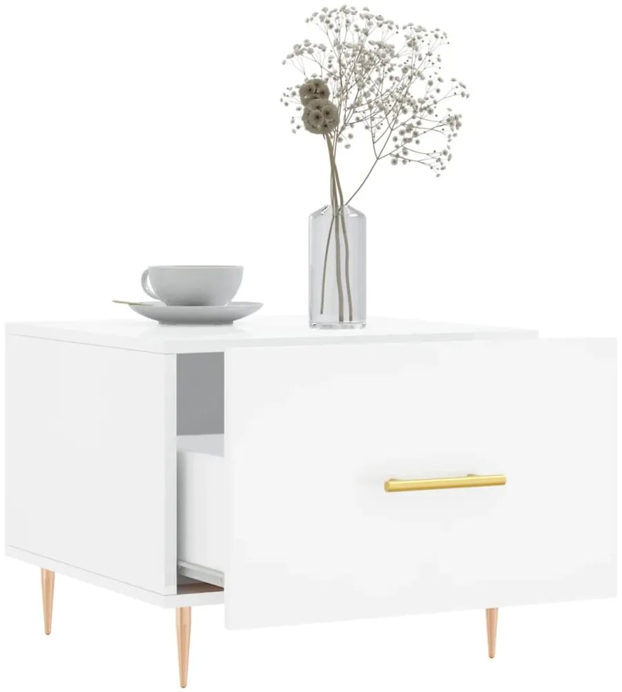 Mesas de centro 2 pcs 50x50x40 cm branco brilhante