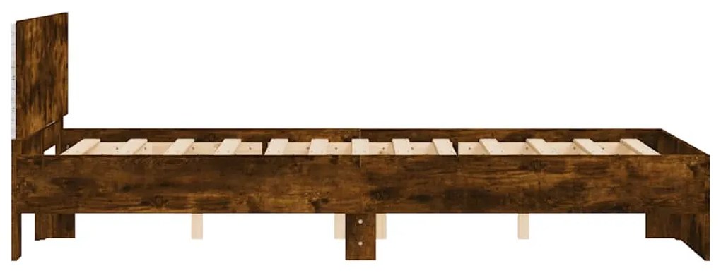 Estrutura cama c/ cabeceira/luzes LED 120x190cm carvalho fumado